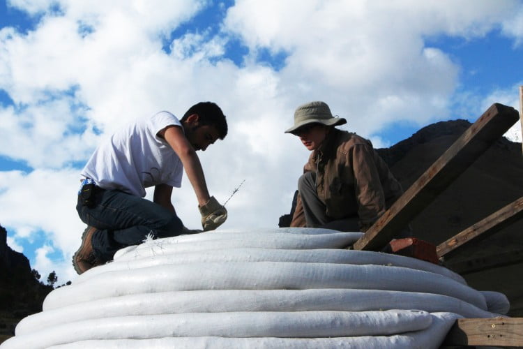 capping superadobe dome